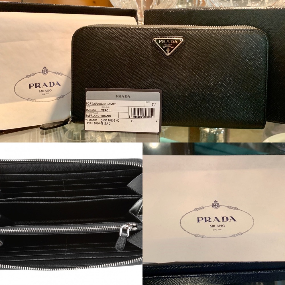 NWT*LUXE*Prada Saffiano Zip-Around Wallet 1ML506!